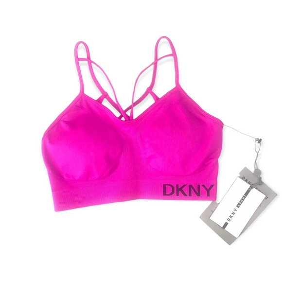DKNY Sport Low Impact Fitness Sports Bra Pink - Picture 4 of 9